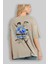 Jurassic Park (5) Arka Baskılı Bej Oversize T-Shirt Bisiklet Yaka Pamuk Erkek Kadın 3