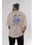 Jurassic Park (5) Arka Baskılı Bej Oversize T-Shirt Bisiklet Yaka Pamuk Erkek Kadın 4
