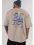 Jurassic Park (5) Arka Baskılı Bej Oversize T-Shirt Bisiklet Yaka Pamuk Erkek Kadın 5