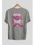Girl Boss Bear Arka Baskılı Gri Oversize T-Shirt Unisex Erkek Kadın Bisiklet Yaka 2