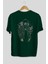 Sky Fighter Arka Baskılı Zümrüt Yeşili Oversize T-Shirt Erkek Kadın Bisiklet Yaka 2