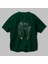 Sky Fighter Arka Baskılı Zümrüt Yeşili Oversize T-Shirt Erkek Kadın Bisiklet Yaka 3