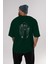 Sky Fighter Arka Baskılı Zümrüt Yeşili Oversize T-Shirt Erkek Kadın Bisiklet Yaka 5