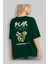 Bear Bear Arka Baskılı Zümrüt Yeşili Oversize T-Shirt Unisex Erkek Kadın Bisiklet Yaka 4