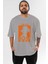The Big Boss Ön Baskılı Gri Oversize T-Shirt Unisex Erkek Kadın Bisiklet Yaka 1
