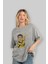Xi Jinping Bruce Lee Ön Baskılı Gri Oversize T-Shirt Unisex Erkek Kadın Bisiklet Yaka 4