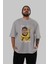 Xi Jinping Bruce Lee Ön Baskılı Gri Oversize T-Shirt Unisex Erkek Kadın Bisiklet Yaka 5