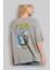 Tom ve Jerry Arka Baskılı Gri Oversize T-Shirt Bisiklet Yaka Pamuk Erkek Kadın 3