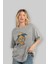 Tupac Gandhi Ön Baskılı Gri Oversize T-Shirt Unisex Erkek Kadın Bisiklet Yaka 4