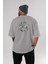 Wolverine Arka Baskılı Gri Oversize T-Shirt Unisex Erkek Kadın Bisiklet Yaka 4