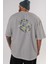 Wolverine Arka Baskılı Gri Oversize T-Shirt Unisex Erkek Kadın Bisiklet Yaka 5
