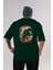 Headless Horseman Arka Baskılı Zümrüt Yeşili Oversize T-Shirt Unisex Erkek Kadın Bisiklet Yaka 1