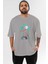 Zombie Killer Ön Baskılı Gri Oversize T-Shirt Unisex Erkek Kadın Bisiklet Yaka 1