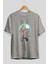 Zombie Killer Ön Baskılı Gri Oversize T-Shirt Unisex Erkek Kadın Bisiklet Yaka 2