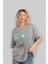 Zombie Killer Ön Baskılı Gri Oversize T-Shirt Unisex Erkek Kadın Bisiklet Yaka 4