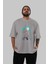 Zombie Killer Ön Baskılı Gri Oversize T-Shirt Unisex Erkek Kadın Bisiklet Yaka 5