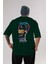 Put On Smile Bear Arka Baskılı Zümrüt Yeşili Oversize T-Shirt Erkek Kadın Bisiklet Yaka 1