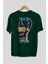 Put On Smile Bear Arka Baskılı Zümrüt Yeşili Oversize T-Shirt Erkek Kadın Bisiklet Yaka 2