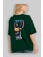 Put On Smile Bear Arka Baskılı Zümrüt Yeşili Oversize T-Shirt Erkek Kadın Bisiklet Yaka 4
