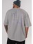 Expressive Streetwear Arka Baskılı Gri Oversize T-Shirt Unisex Erkek Kadın Bisiklet Yaka 5