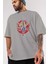 Spıderman 2 Ön Baskılı Gri Oversize T-Shirt Unisex Erkek Kadın Bisiklet Yaka 3
