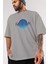 Nevada Ön Baskılı Gri Oversize T-Shirt Unisex Erkek Kadın Bisiklet Yaka 3