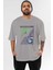 Now You See Me Ön Baskılı Gri Oversize T-Shirt Unisex Erkek Kadın Bisiklet Yaka 1