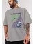 Now You See Me Ön Baskılı Gri Oversize T-Shirt Unisex Erkek Kadın Bisiklet Yaka 3