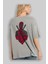 Dead Red Arka Baskılı Gri Oversize T-Shirt Unisex Erkek Kadın Bisiklet Yaka 3
