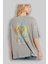 Brooklyn And New York Arka Baskılı Gri Oversize T-Shirt Unisex Erkek Kadın Bisiklet Yaka 3