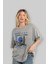 New York 3 Ön Baskılı Gri Oversize T-Shirt Unisex Erkek Kadın Bisiklet Yaka 4