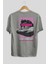 Just One Left Arka Baskılı Gri Oversize T-Shirt Unisex Erkek Kadın Bisiklet Yaka 2