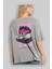 Just One Left Arka Baskılı Gri Oversize T-Shirt Unisex Erkek Kadın Bisiklet Yaka 3