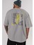 Explore Summer Arka Baskılı Gri Oversize T-Shirt Unisex Erkek Kadın Bisiklet Yaka 5