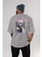 Gintoki Sakata Gıntama 2 Anime Arka Baskılı Gri Oversize T-Shirt %100 Pamuk Erkek Kadın 4