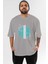 Balance 2 Yazılı Ön Baskılı Gri Oversize T-Shirt Unisex Erkek Kadın Bisiklet Yaka 1