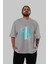 Balance 2 Yazılı Ön Baskılı Gri Oversize T-Shirt Unisex Erkek Kadın Bisiklet Yaka 5