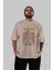 Monkey D. Luff-One Pıece Anime Ön Baskılı Bej Oversize T-Shirt Erkek Kadın 4