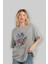 Superman Ön Baskılı Gri Oversize T-Shirt Unisex Erkek Kadın Bisiklet Yaka 4