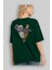 Warrior Panda Arka Baskılı Zümrüt Yeşili Oversize T-Shirt Erkek Kadın Bisiklet Yaka 4
