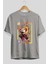 Kyojuro Rengoku Anime Ön Baskılı Gri Oversize T-Shirt %100 Pamuk Erkek Kadın 2