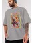 Kyojuro Rengoku Anime Ön Baskılı Gri Oversize T-Shirt %100 Pamuk Erkek Kadın 3