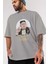 Godfather Jong Un Ön Baskılı Gri Oversize T-Shirt Unisex Erkek Kadın Bisiklet Yaka 3