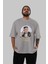 Godfather Jong Un Ön Baskılı Gri Oversize T-Shirt Unisex Erkek Kadın Bisiklet Yaka 5