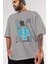 Japan Mythology Ön Baskılı Gri Oversize T-Shirt Unisex Erkek Kadın Bisiklet Yaka 3