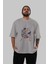 Emperor Ön Baskılı Gri Oversize T-Shirt Unisex Erkek Kadın Bisiklet Yaka 5