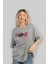 Faith Over Fear Ön Baskılı Gri Oversize T-Shirt Unisex Erkek Kadın Bisiklet Yaka 4