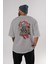 Trıbal (2) Anime Arka Baskılı Gri Oversize T-Shirt %100 Pamuk Erkek Kadın 4