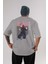 Yuuji Itadori Anime Arka Baskılı Gri Oversize T-Shirt %100 Pamuk Erkek Kadın 1