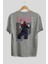 Yuuji Itadori Anime Arka Baskılı Gri Oversize T-Shirt %100 Pamuk Erkek Kadın 2